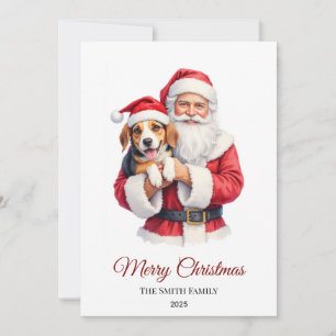 Cartes Pour Fêtes Annuelles Père Noël chien Beagle personnalisé Noël