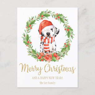 Cartes Pour Fêtes Annuelles père Noël Chien dalmate Joyeux voeux de Noël