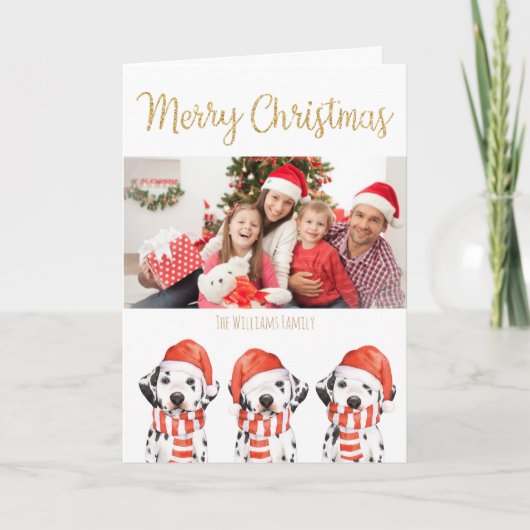Cartes Pour Fêtes Annuelles Père Noël Chien Dalmatien joyeux Noël avec photo (Devant)