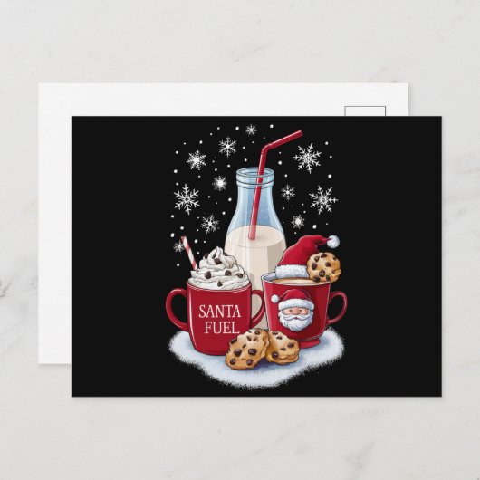 Cartes Pour Fêtes Annuelles Père Noël Christmas Milk and Cookies Latte Family (Devant / Derrière)