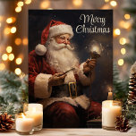 Cartes Pour Fêtes Annuelles Père Noël Classique Aux Chandelles Joyeux Noël<br><div class="desc">Célébrez la magie de Noël avec cette carte magnifiquement illustrée avec un traditionnel Père Noël tenant une bougie brillante. Le message "Joyeux Noël" ajoute une touche intemporelle,  ce qui rend cette carte parfaite pour partager des souhaits de vacances chaleureux avec vos amis et votre famille.</div>