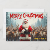 Cartes Pour Fêtes Annuelles Père Noël Classique & Renne (Devant)