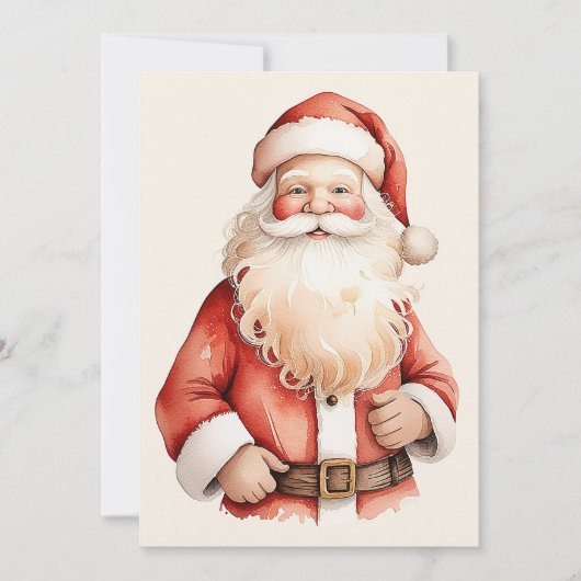 Cartes Pour Fêtes Annuelles Père Noël Classique Rétro Élégant Aquarelle (Devant)