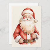 Cartes Pour Fêtes Annuelles Père Noël Classique Rétro Élégant Aquarelle (Devant / Derrière)