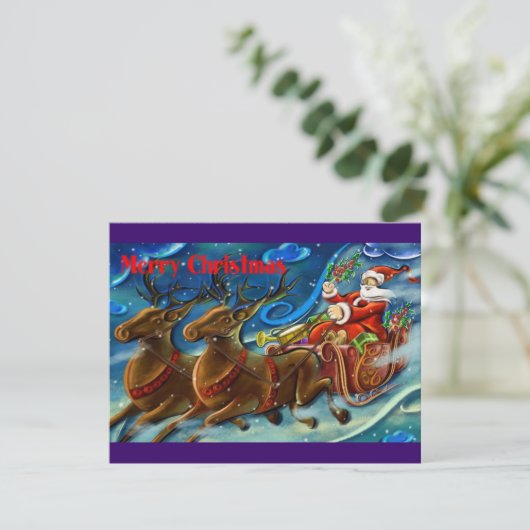 Cartes Pour Fêtes Annuelles père Noël-claus-est-envoyer-cadeaux (Debout devant)