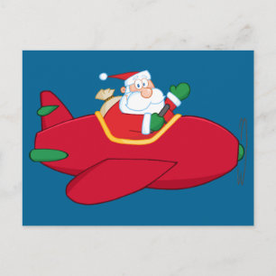 Cartes Pour Fêtes Annuelles Père Noël-Claus-Volant-A-Avion-Et-Volant