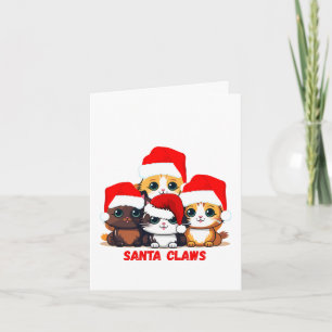 Cartes Pour Fêtes Annuelles Père Noël Claws Cute Kittens habillé comme Père No