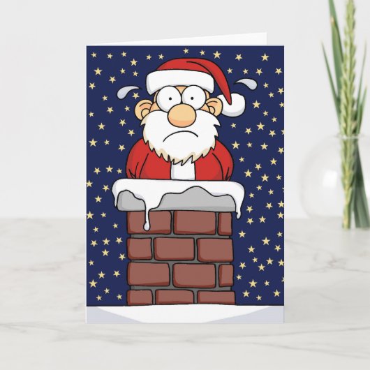 Cartes Pour Fêtes Annuelles Père Noël coincé (Devant)