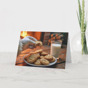 Cartes Pour Fêtes Annuelles Père Noël Cookies au coin de la cheminée