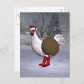 Cartes Pour Fêtes Annuelles Père Noël coq blanc (Devant / Derrière)