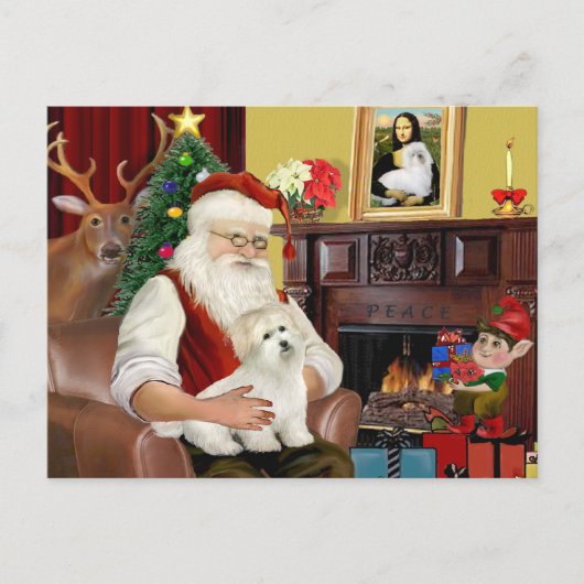 Cartes Pour Fêtes Annuelles Père Noël Coton de Tulear (#5) (Devant)