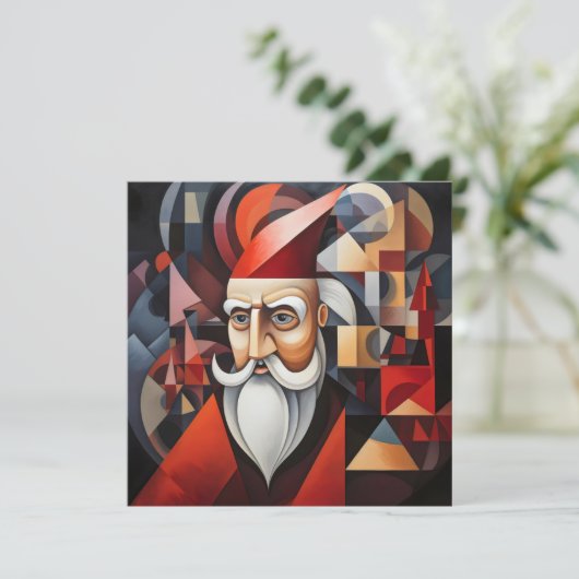 Cartes Pour Fêtes Annuelles Père Noël Cubisme (Debout devant)
