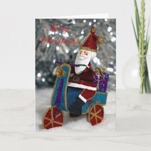 Cartes Pour Fêtes Annuelles Père Noël cycliste (Devant)