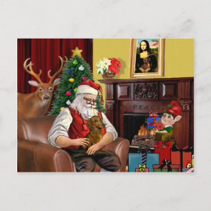 Cartes Pour Fêtes Annuelles Père Noël Dachshund (b/r)