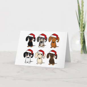 Cartes Pour Fêtes Annuelles Père Noël Dachshunds mignon Chiens Wiener Noël