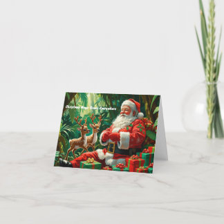 Cartes Pour Fêtes Annuelles Père Noël dans la jungle - avec un message personn