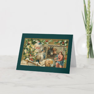 Cartes Pour Fêtes Annuelles Père Noël DANS la SCÈNE de NATIVITÉ