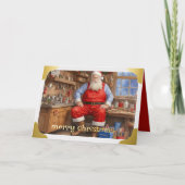 Cartes Pour Fêtes Annuelles Père Noël dans l'atelier (Devant)