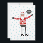 Cartes Pour Fêtes Annuelles Père Noël dans Skinny Jeans<br><div class="desc">Hipster Père Noël en jean maigre pour un design de Noël amusant. Modifiez le texte à l'arrière pour customiser.  Art original de Nic Squirrell.</div>