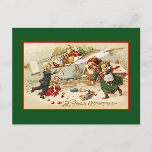 Cartes Pour Fêtes Annuelles Père Noël dans un avion (Devant)