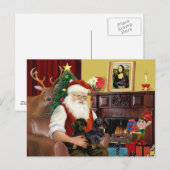 Cartes Pour Fêtes Annuelles Père Noël de 2 Dachshunds (b-t) (Devant / Derrière)