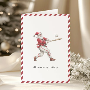 Cartes Pour Fêtes Annuelles Père Noël de baseball Vœux de fin de saison Noël