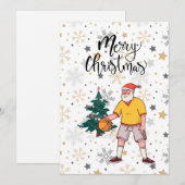 Cartes Pour Fêtes Annuelles Père Noël de basket-ball joue avec Noël   (Devant / Derrière)