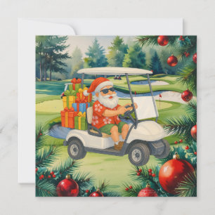 Cartes Pour Fêtes Annuelles Père Noël de golf fait du golf à Noël en juillet