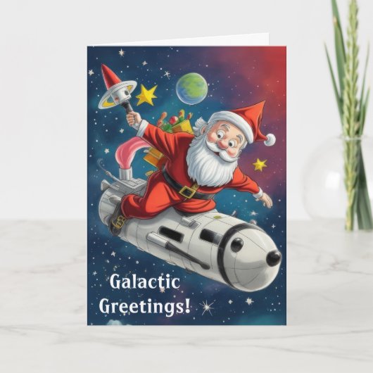 Cartes Pour Fêtes Annuelles Père Noël de l'espace  (Devant)