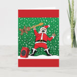 Cartes Pour Fêtes Annuelles Père Noël de métaux lourds<br><div class="desc">C'est le vieux Saint Nick (Père Noël) Rockin Hard avec la Guitare Electrique Gingerbread.</div>