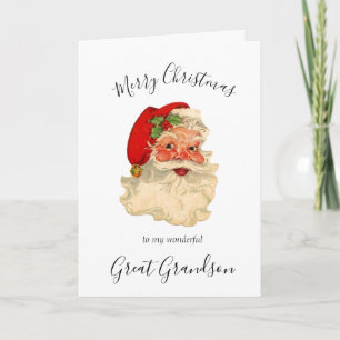 Cartes Pour Fêtes Annuelles Père Noël de Noël à l'aquarelle Arrière-petit-fils