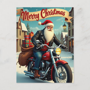 Cartes Pour Fêtes Annuelles Père Noël de Noël à moto