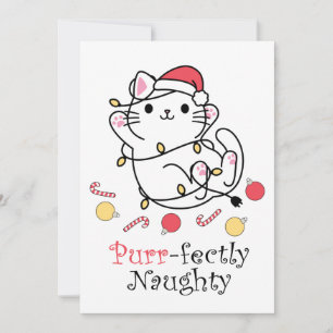 Cartes Pour Fêtes Annuelles Père Noël de Noël drôle Chat Parfaitement Vilain