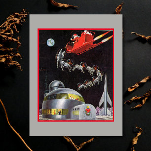 Cartes Pour Fêtes Annuelles Père Noël de Noël et rennes dans l'espace