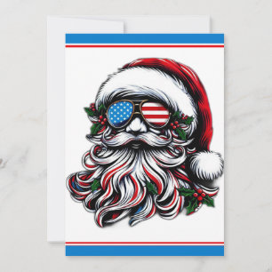 Cartes Pour Fêtes Annuelles Père Noël de Noël Patriotique/Américaine