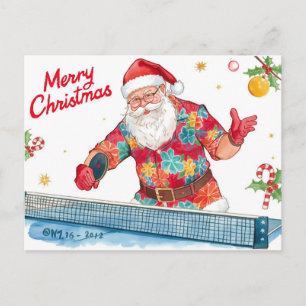 Cartes Pour Fêtes Annuelles Père Noël de Noël Ping Pong Chemise Hawaïenne