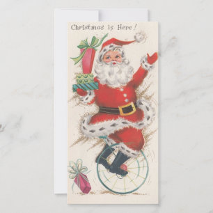 Cartes Pour Fêtes Annuelles Père Noël de Noël vintage à monocycle