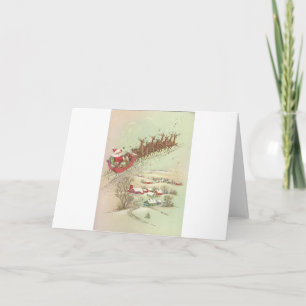 Cartes Pour Fêtes Annuelles Père Noël De Noël Vintage À Sleigh