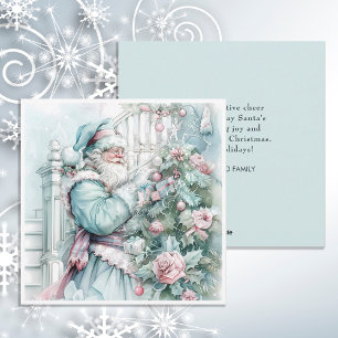 Cartes Pour Fêtes Annuelles Père Noël de Noël vintage Pastel Arbre