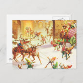 Cartes Pour Fêtes Annuelles Père Noël des elfes au pôle Nord (Devant / Derrière)