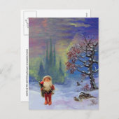 Cartes Pour Fêtes Annuelles PÈRE NOËL DES GNOMES Fêtes d'hiver Bleu Noël (Devant / Derrière)