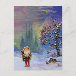 Cartes Pour Fêtes Annuelles PÈRE NOËL DES GNOMES Fêtes d'hiver Bleu Noël