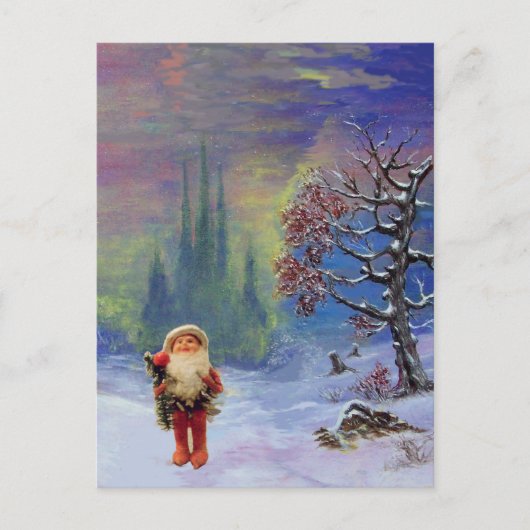 Cartes Pour Fêtes Annuelles PÈRE NOËL DES GNOMES Fêtes d'hiver Bleu Noël (Devant)