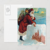 Cartes Pour Fêtes Annuelles Père Noël descend le Noël du millésime de Chimney (Devant / Derrière)