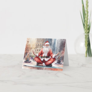 Cartes Pour Fêtes Annuelles Père Noël détendu faisant du yoga en ville