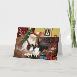 Cartes Pour Fêtes Annuelles Père Noël : Deux Chins Japonais