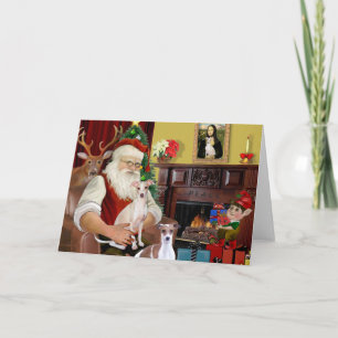 Cartes Pour Fêtes Annuelles Père Noël : Deux Gryhounds italiens