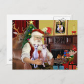 Cartes Pour Fêtes Annuelles Père Noël : deux Whippets (Devant / Derrière)