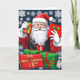 Cartes Pour Fêtes Annuelles Père Noël distribuant des cadeaux