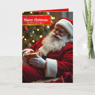 Cartes Pour Fêtes Annuelles Père Noël dormant avec des vœux GC